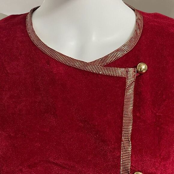 Vassarette Vintage Dark Red Velour Half Button Down Robe Sz M - Picture 4 of 13